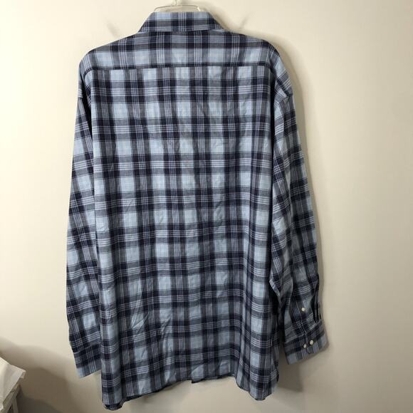 Joseph Abboud Classic Fit Cotton Cashmere Blue Plaid Button-Up Shirt Size 2X - Picture 5 of 5